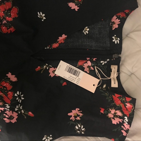 Rebecca Taylor Black Floral Peplum Top - Picture 3 of 4